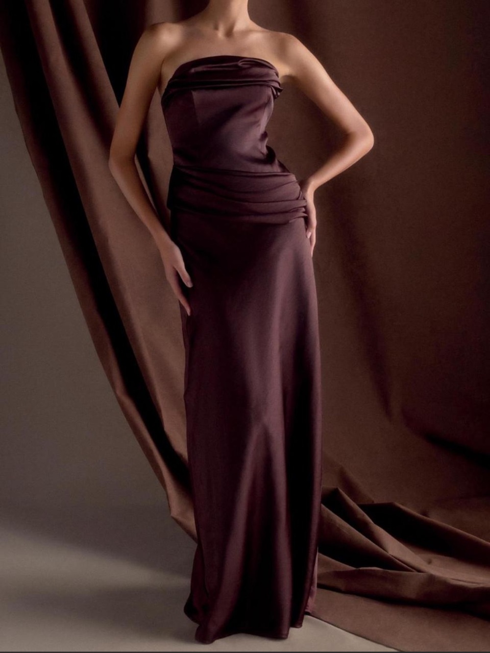 Meshki Strapless Maxi Gown - Dark Chocolate